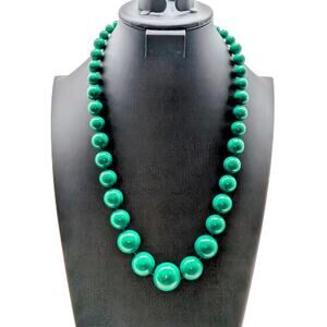 Vintage Graduated Green Acrylic Bead 24" Necklace
